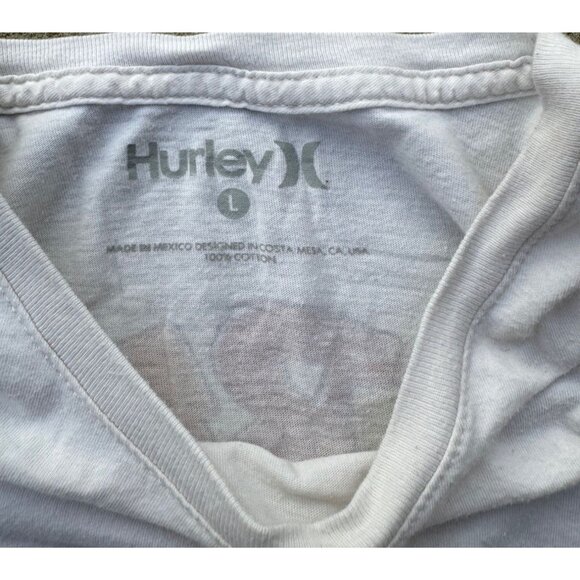 Hurley Mens White Graphic Tee L 100% Cotton Vintage-Inspired Design - Picture 3 of 7